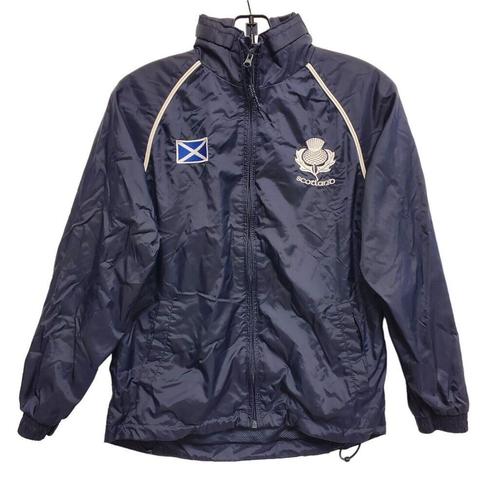 HERITAGE OF SCOTLAND Jacket KIDS Large 9/10 Blue Windbreaker Waterproof Outdoor